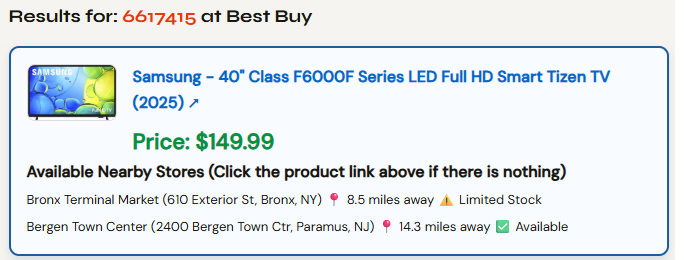 Best Buy Inventory Checker Results Image